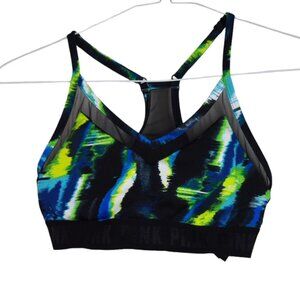 Victorias Secret Pink Sports Bra Sz M Womens Printed T Back Activewear Gym Mesh